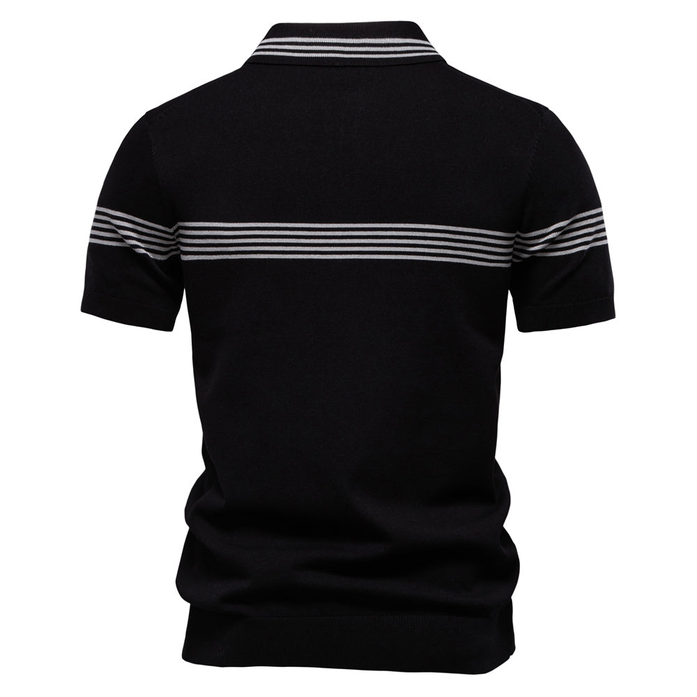 Men's Vintage Striped Knit Polo Shirt