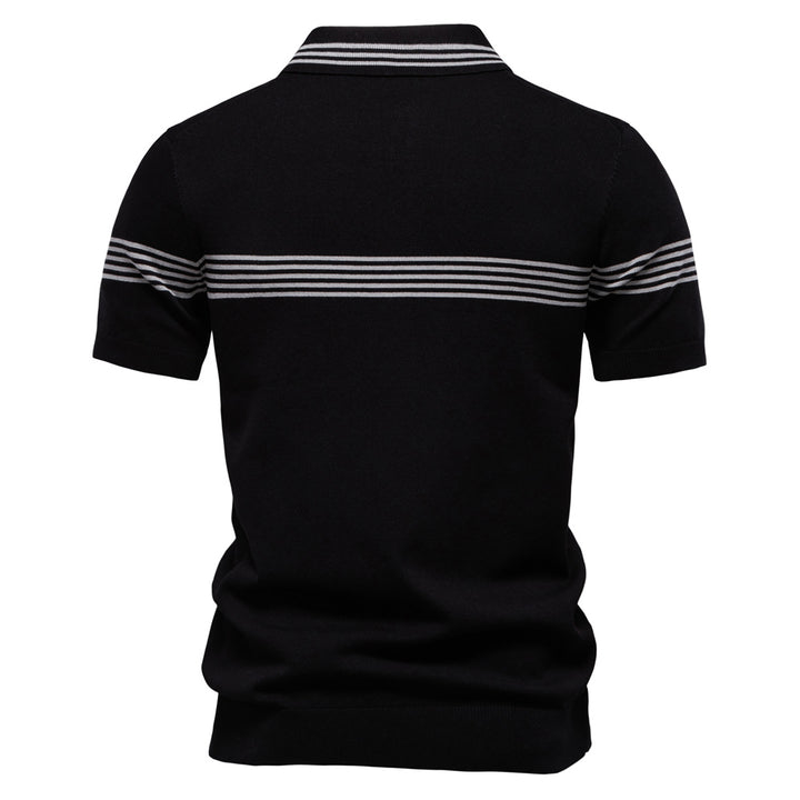 Men's Vintage Striped Knit Polo Shirt
