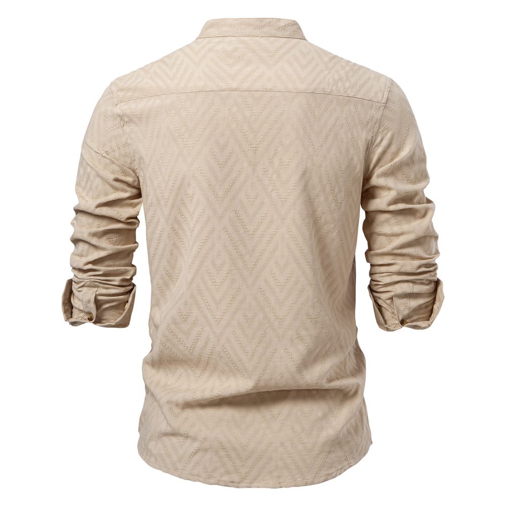 Men’s Textured Henley Collar Shirt