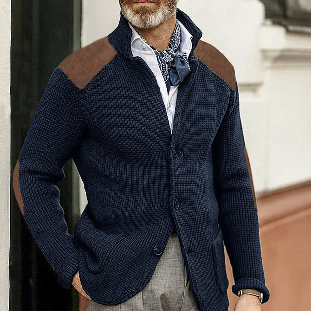 Side view of the soft knit men's cardigan