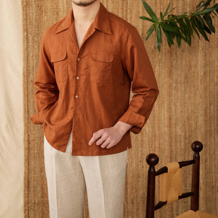 Relaxed Fit Linen Shirt with Chest Pockets