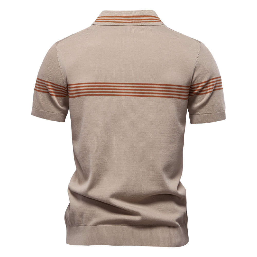 Men's Vintage Striped Knit Polo Shirt