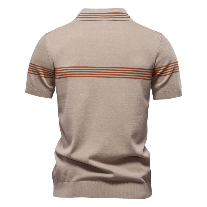 Men's Vintage Striped Knit Polo Shirt