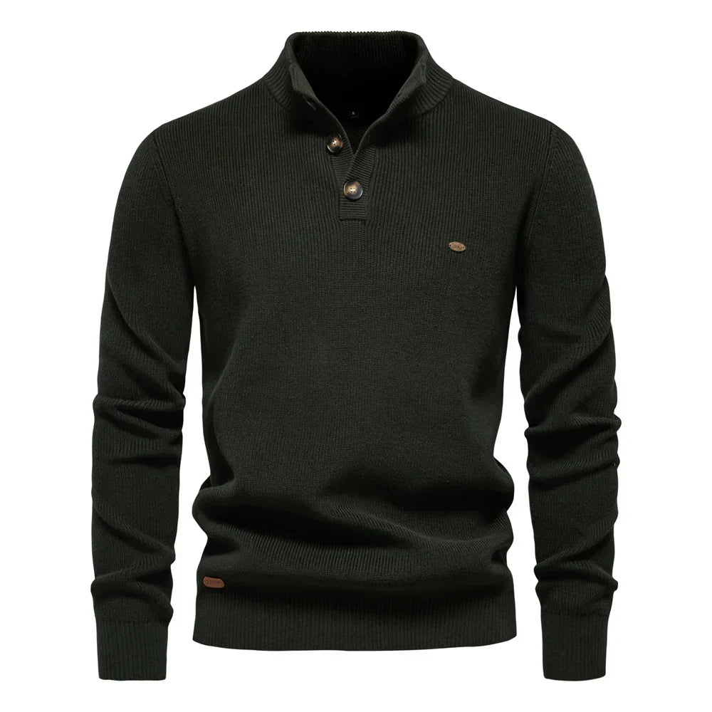 Men's Button Front Ribbed Jumper