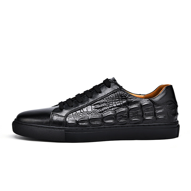 Men's Textured Genuine Leather Court Sneakers