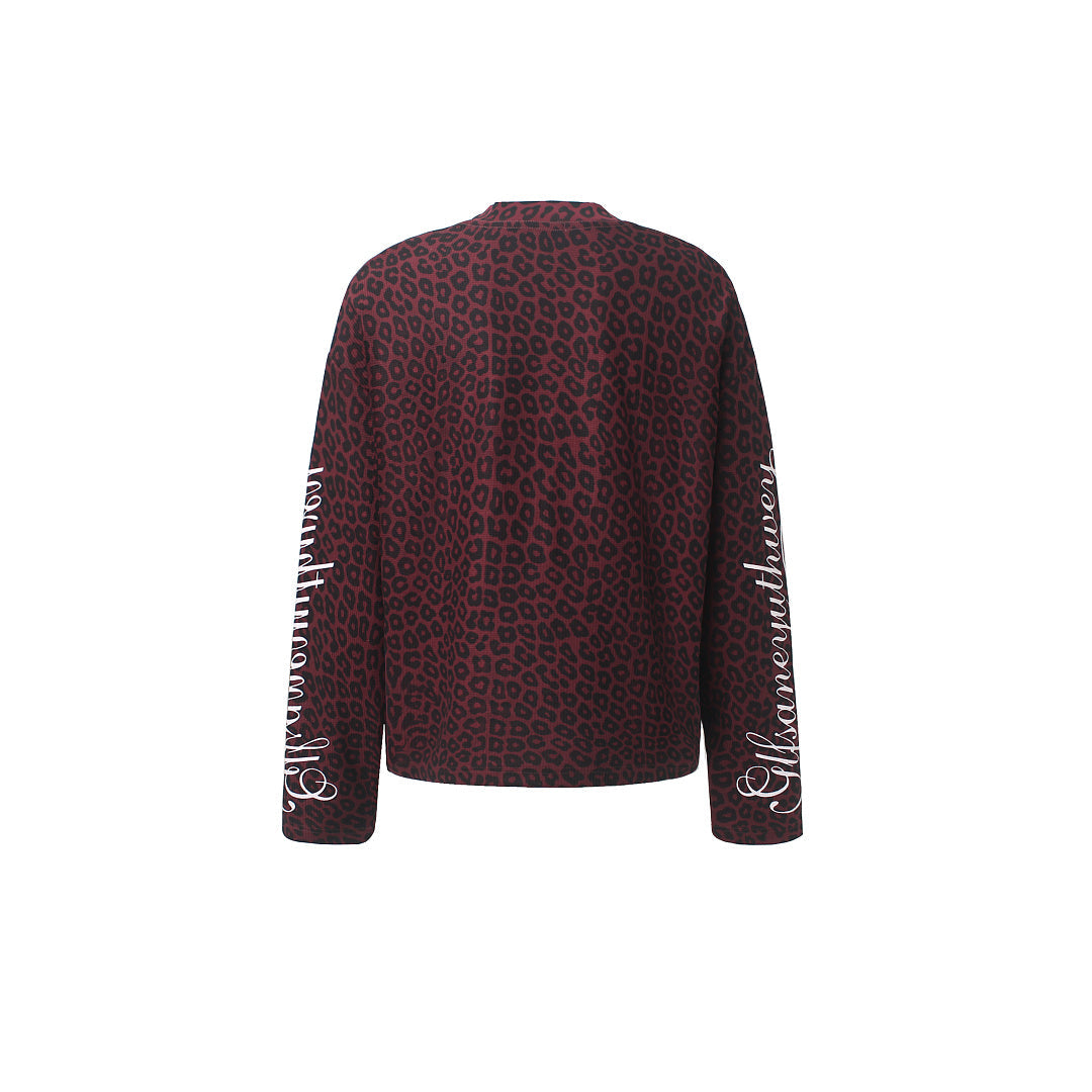Back view of the men's leopard print sweatshirt