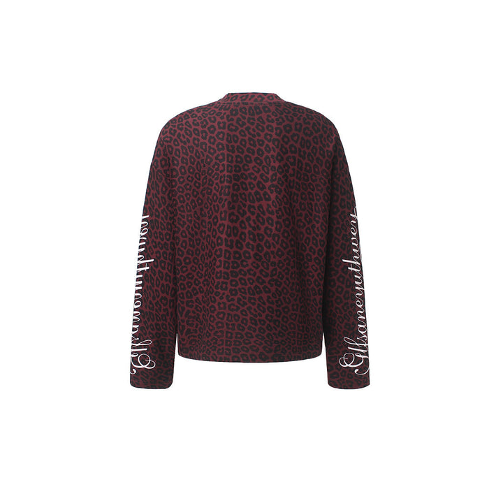 Back view of the men's leopard print sweatshirt