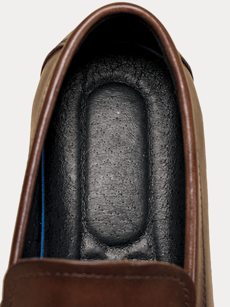Rear view of men's leather horsebit loafers