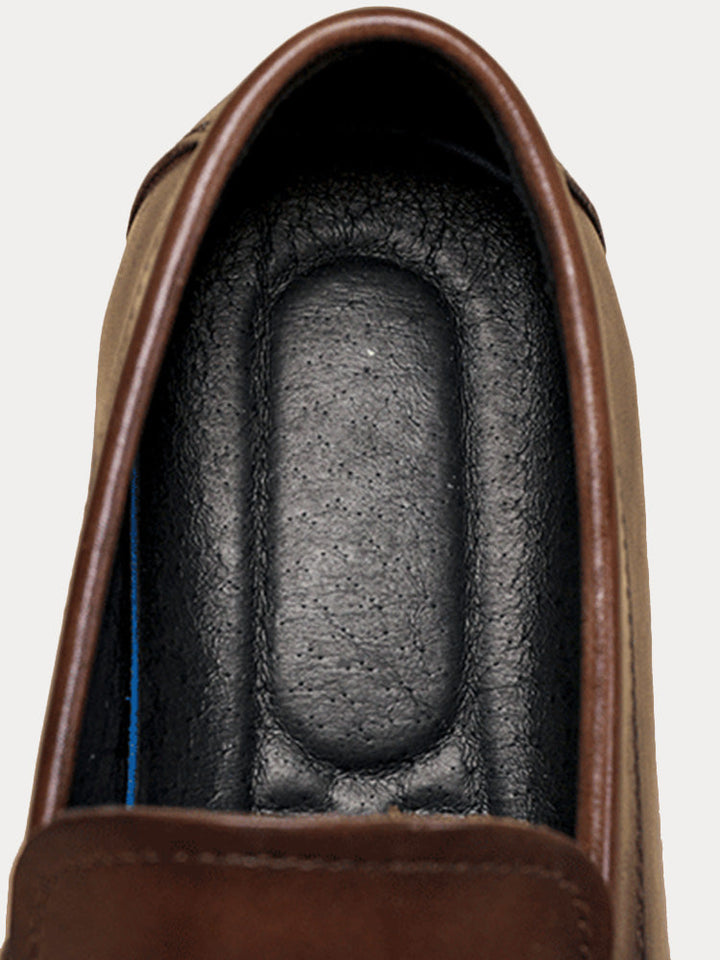 Rear view of men's leather horsebit loafers