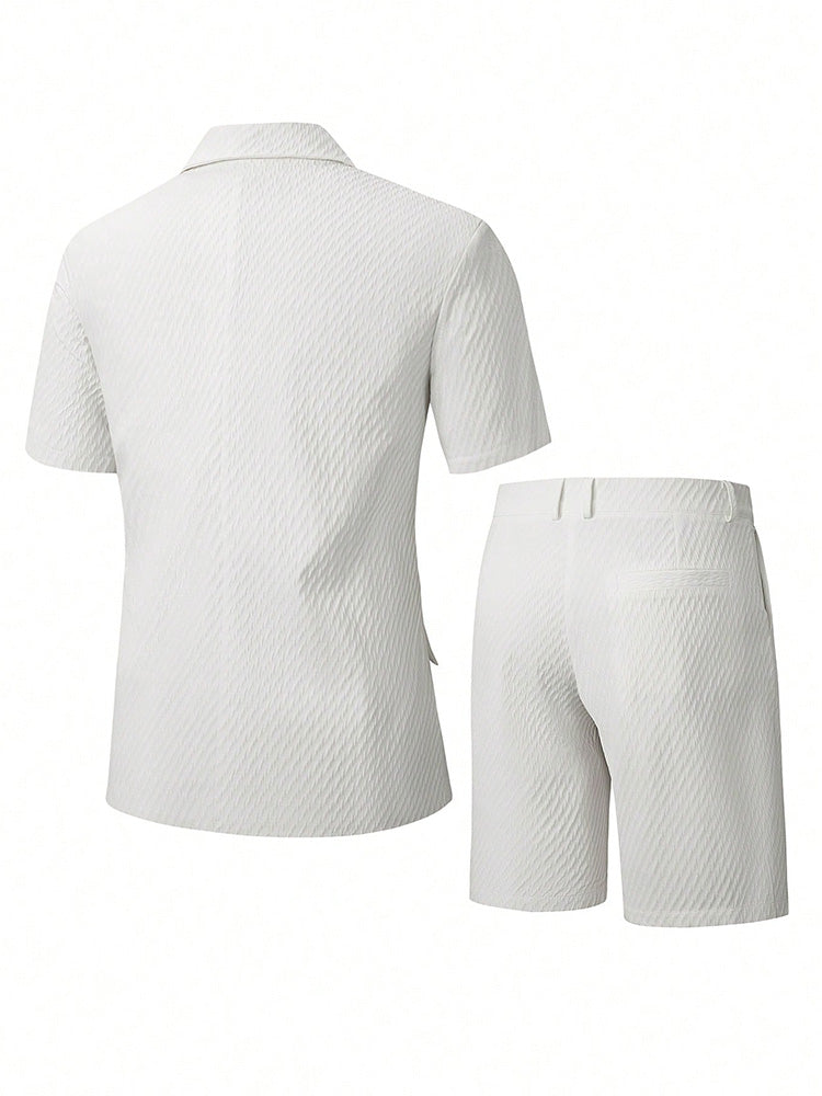 Men's blazer and shorts set shown from the back