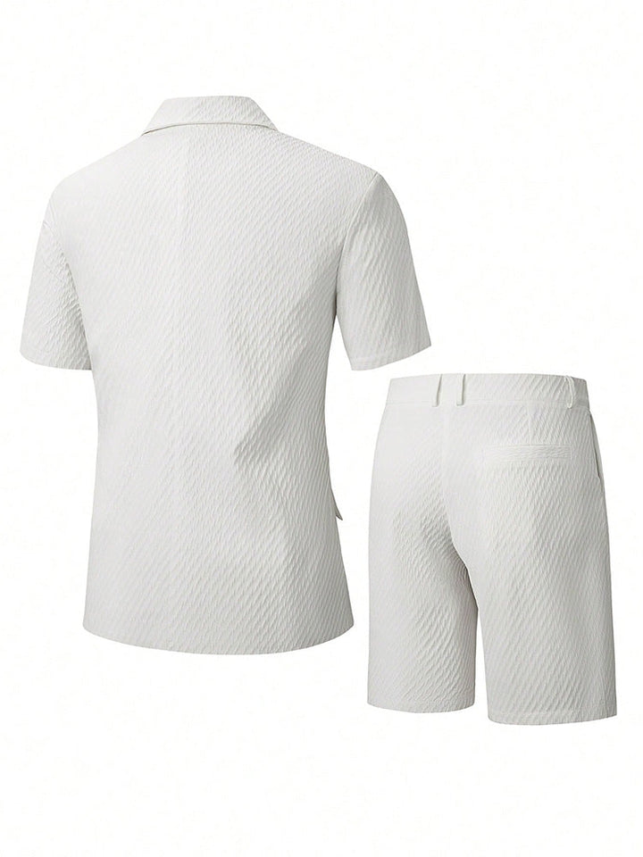 Men's blazer and shorts set shown from the back