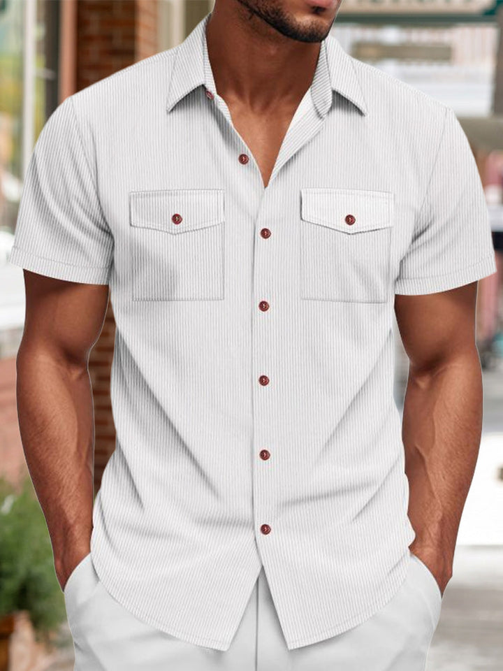 Men's mint green short sleeve knit shirt with relaxed fit