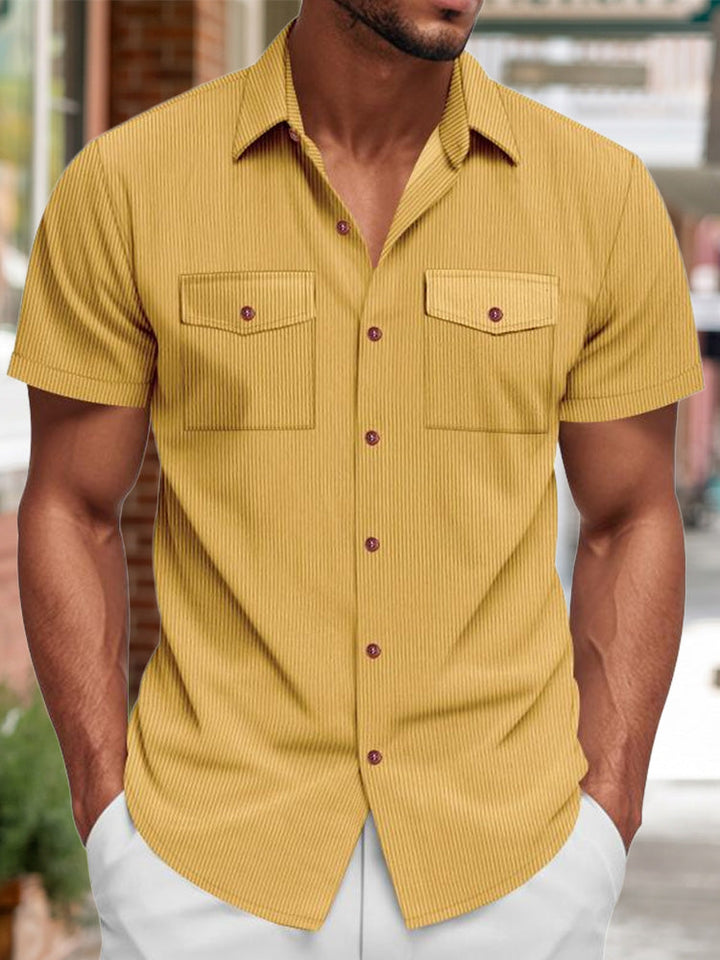 Men's Ribbed Knit Short Sleeve Shirt Mint Green