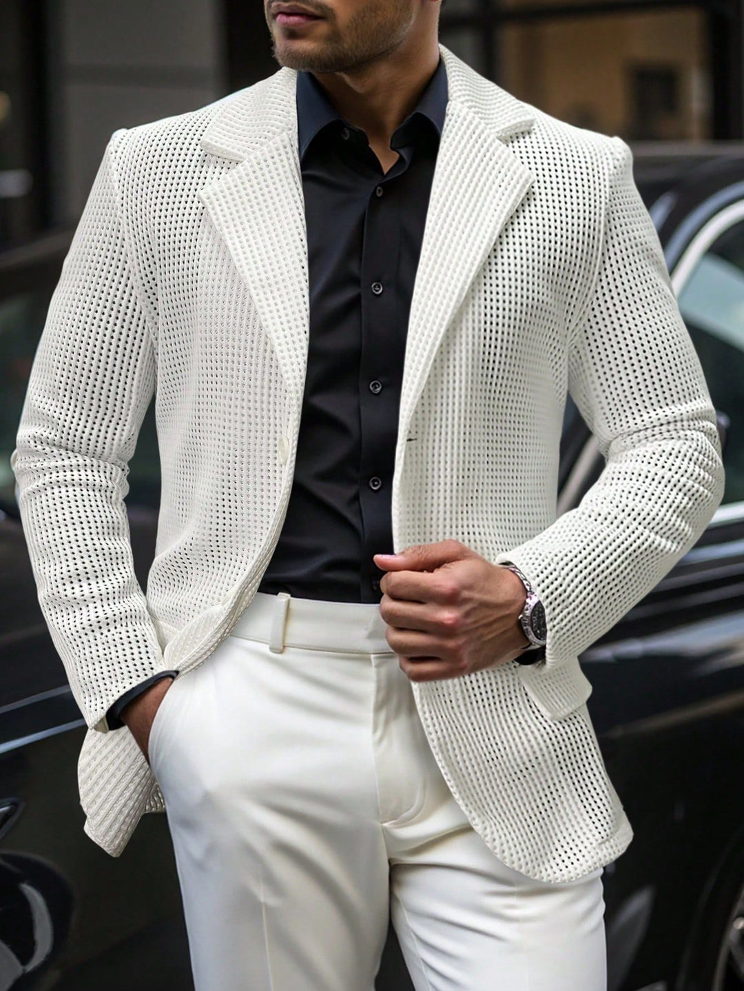 Men's Mesh Knit Blazer Relaxed Fit