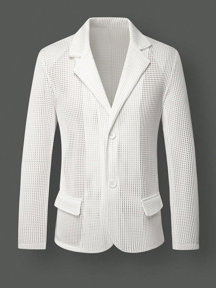 Men's relaxed fit mesh blazer styled for smart-casual wear