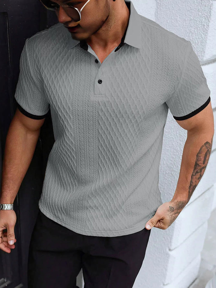 Men's Jacquard Knit Polo Shirt White
