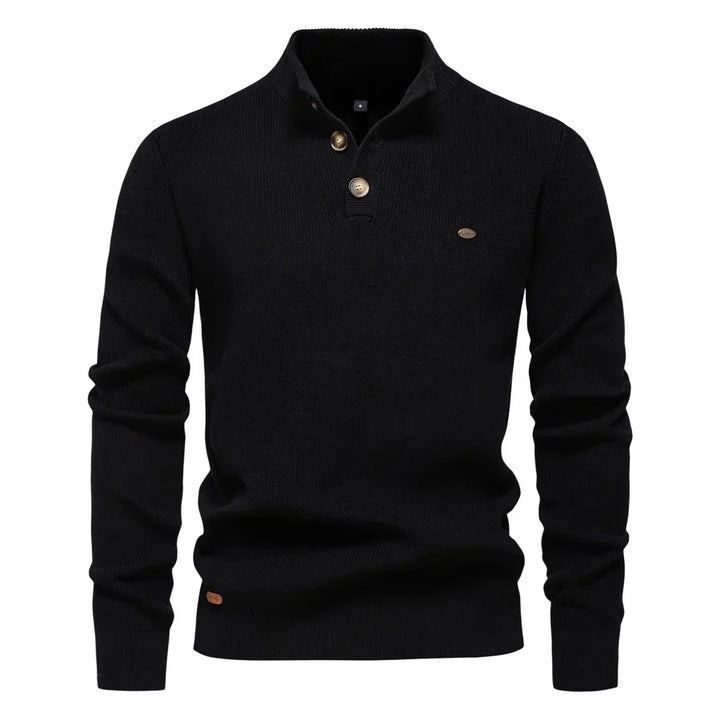 Men's Button Front Ribbed Jumper