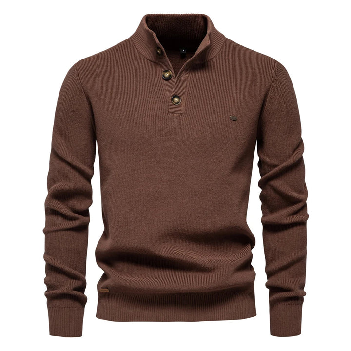 Men's Button Front Ribbed Jumper