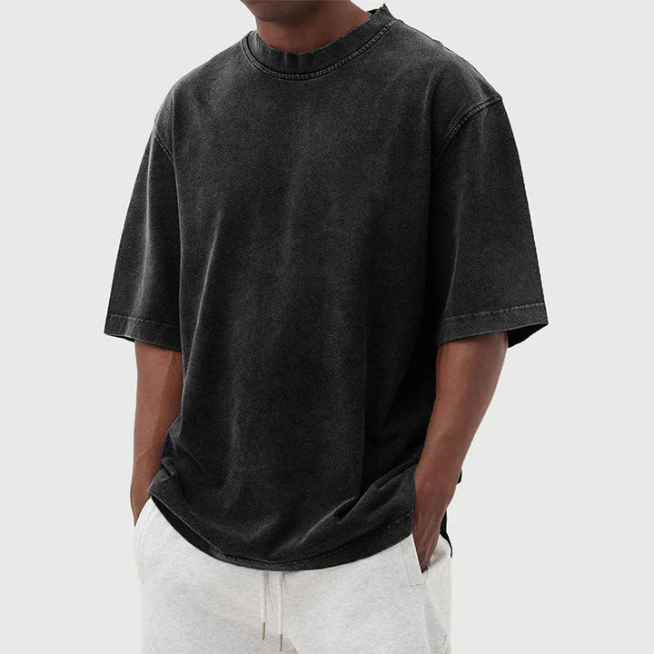Back view of a men's washed cotton T-shirt