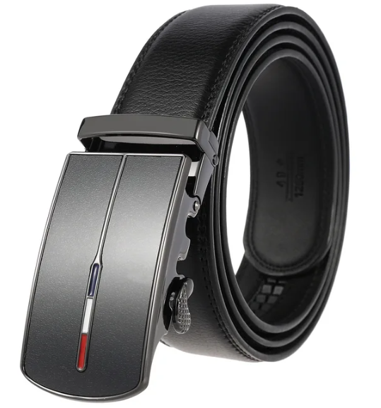 Men's automatic buckle belt styled as a polished accessory for formal looks