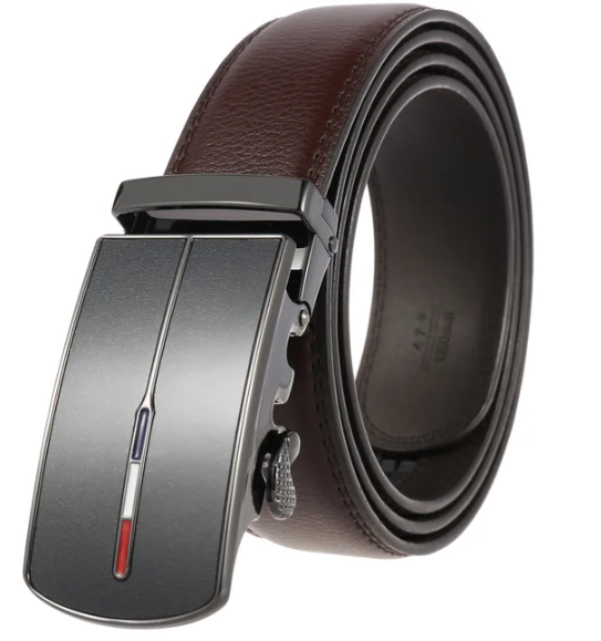 Close-up of the automatic fastening on a men's fashion belt