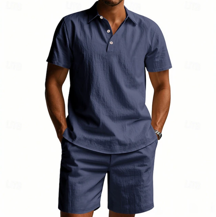 Men's Breathable Polo And Shorts Set