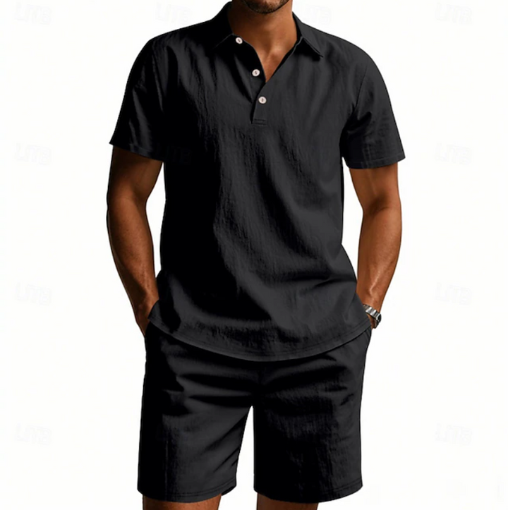 Men's Breathable Polo And Shorts Set