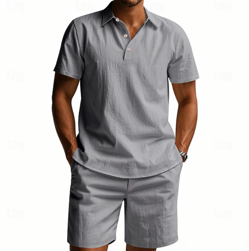 Men's Breathable Polo And Shorts Set