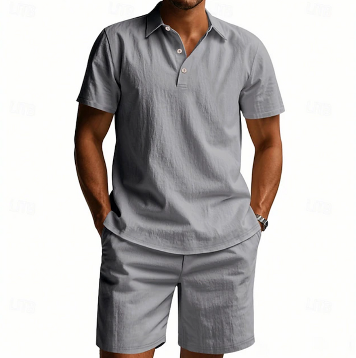 Men's Breathable Polo And Shorts Set