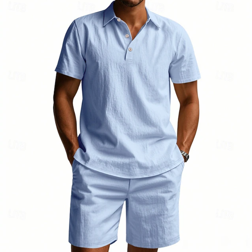 Men's Breathable Polo And Shorts Set