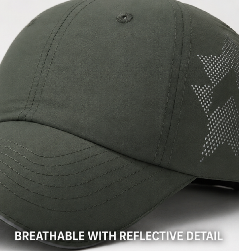 Men's lightweight sports cap with reflective feature detail