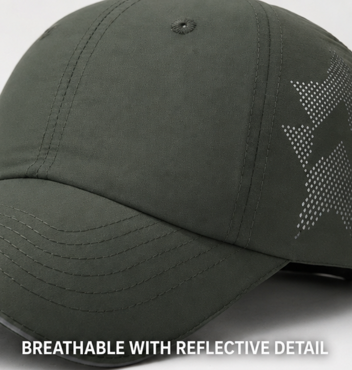 Men's lightweight sports cap with reflective feature detail