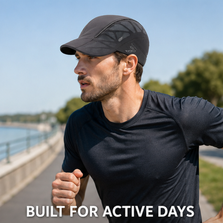 Adjustable men's sports cap with breathable design