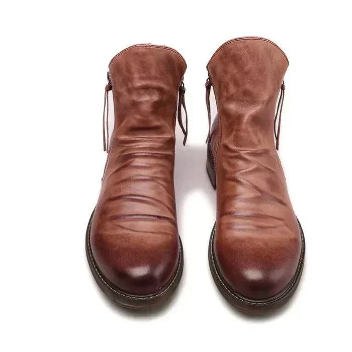 Front view of men's leather boots