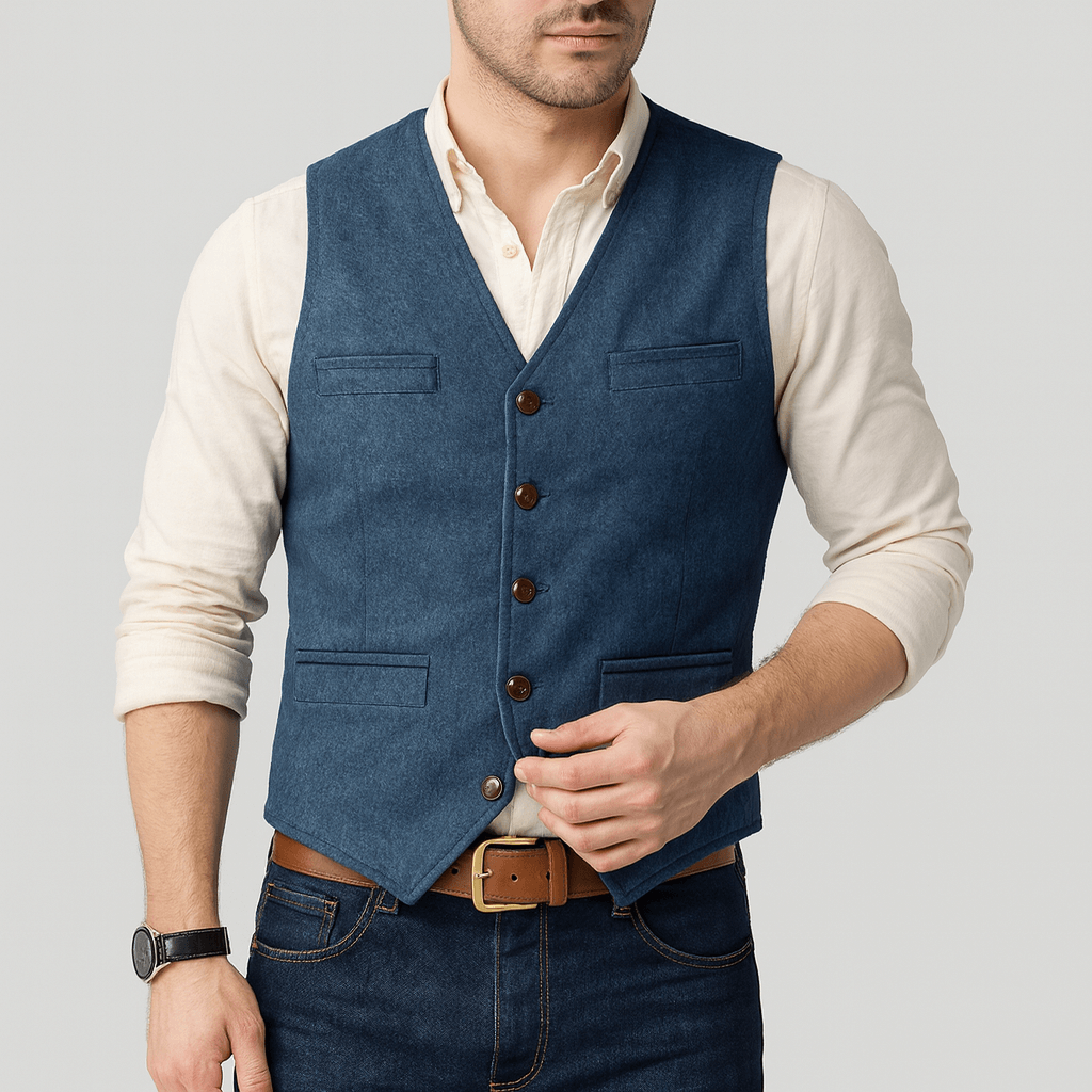 Men's tweed-style waistcoat with a button front
