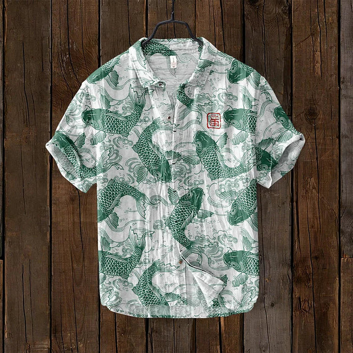 Men's Printed Button Through Shirt Vintage Style