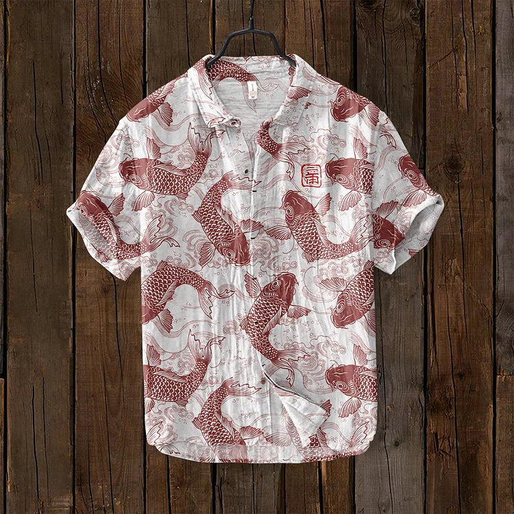 Men's Printed Button Through Shirt Vintage Style