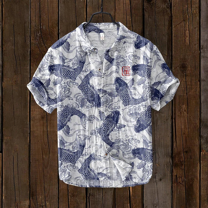 Men's Printed Button Through Shirt Vintage Style