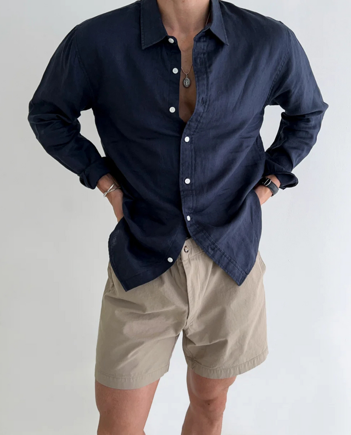 Men's Linen Short Sleeve Shirt Summer