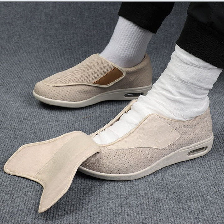 Close-up of men's wide fit comfort shoes showing comfort-focused finish