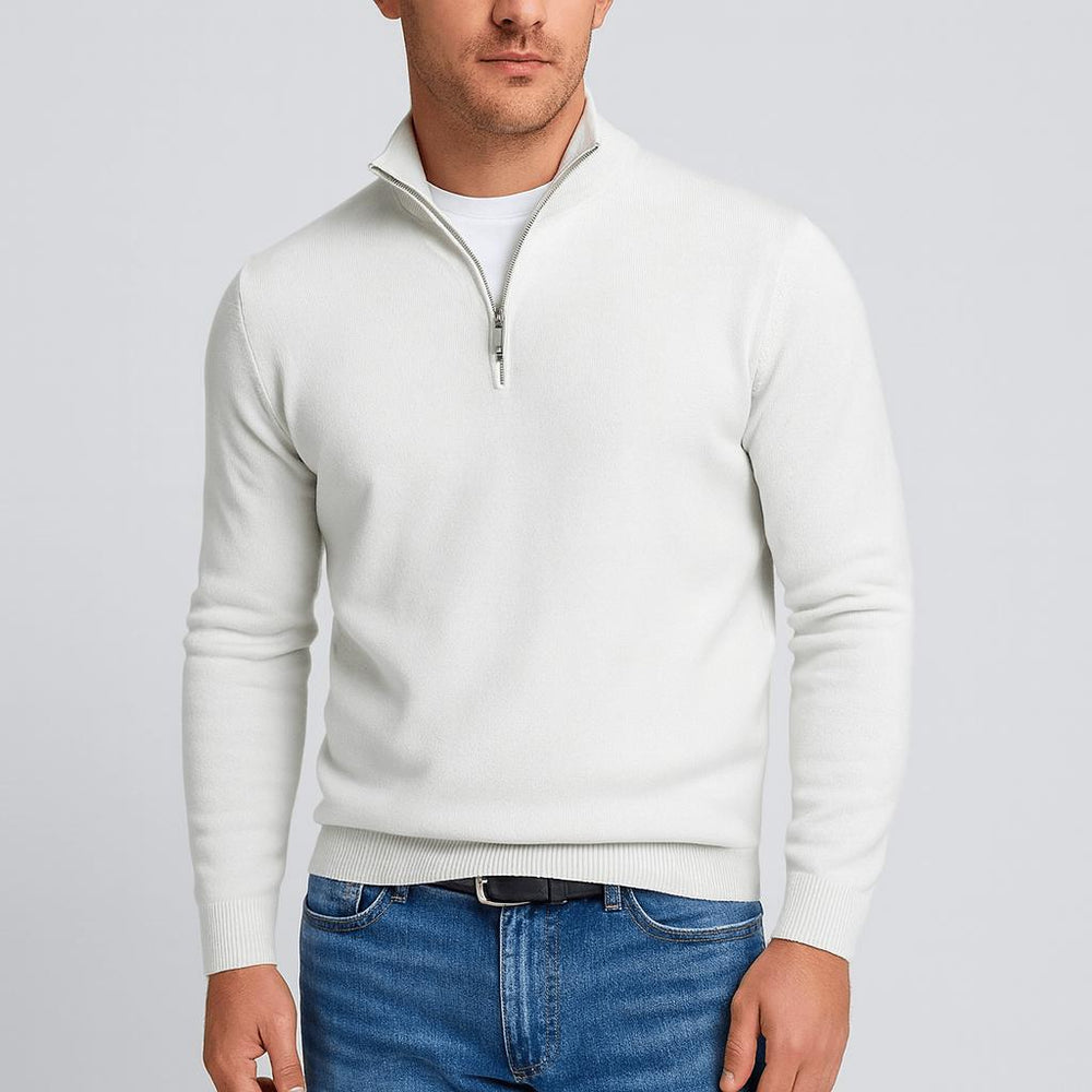 Front view of a men's merino wool V-neck jumper