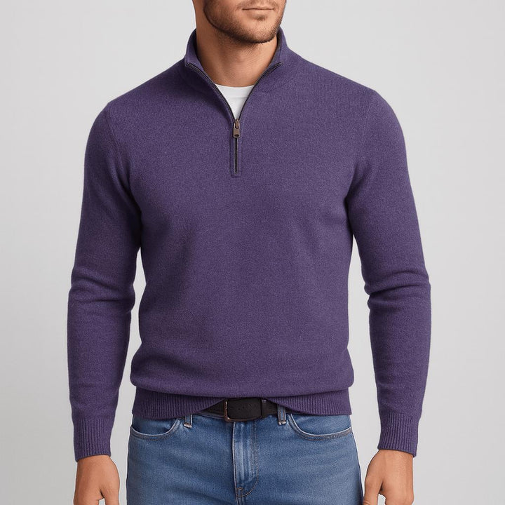 Detailed view of the ribbed cuffs and hem on the jumper