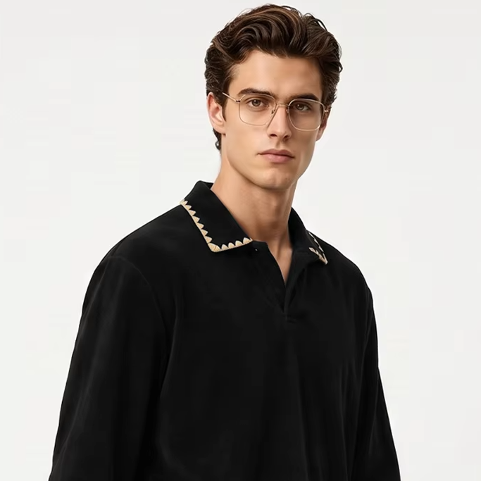 Unisex Long Sleeve Turn-Down Collar T-Shirt