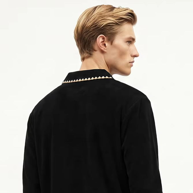 Unisex Long Sleeve Turn-Down Collar T-Shirt