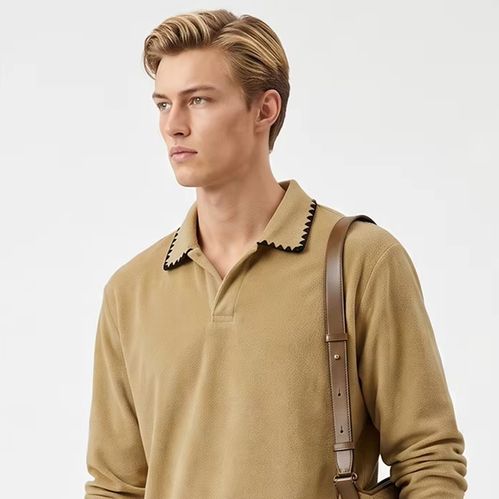 Unisex Long Sleeve Turn-Down Collar T-Shirt