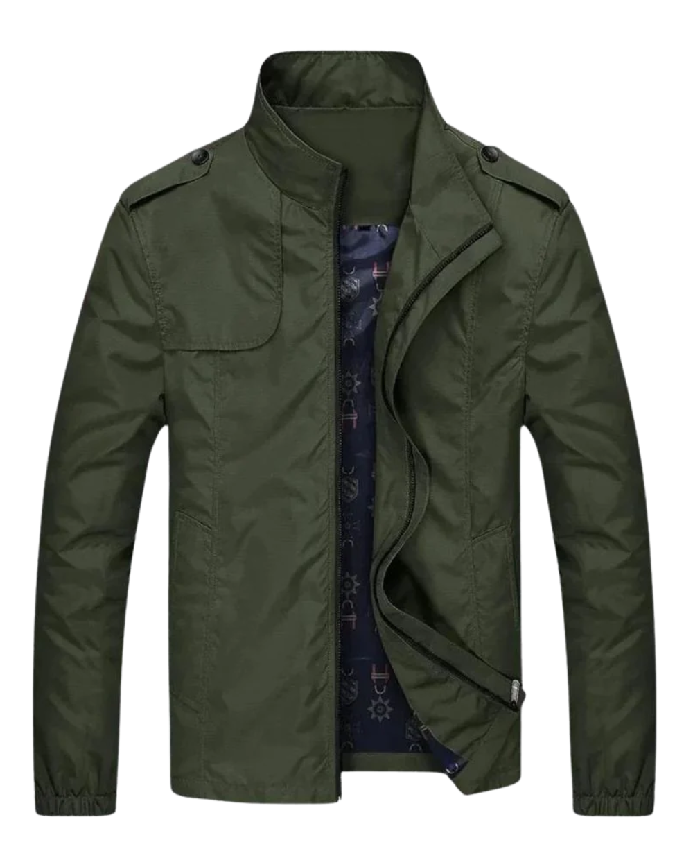 Men's bomber jacket featuring a full-length front zip