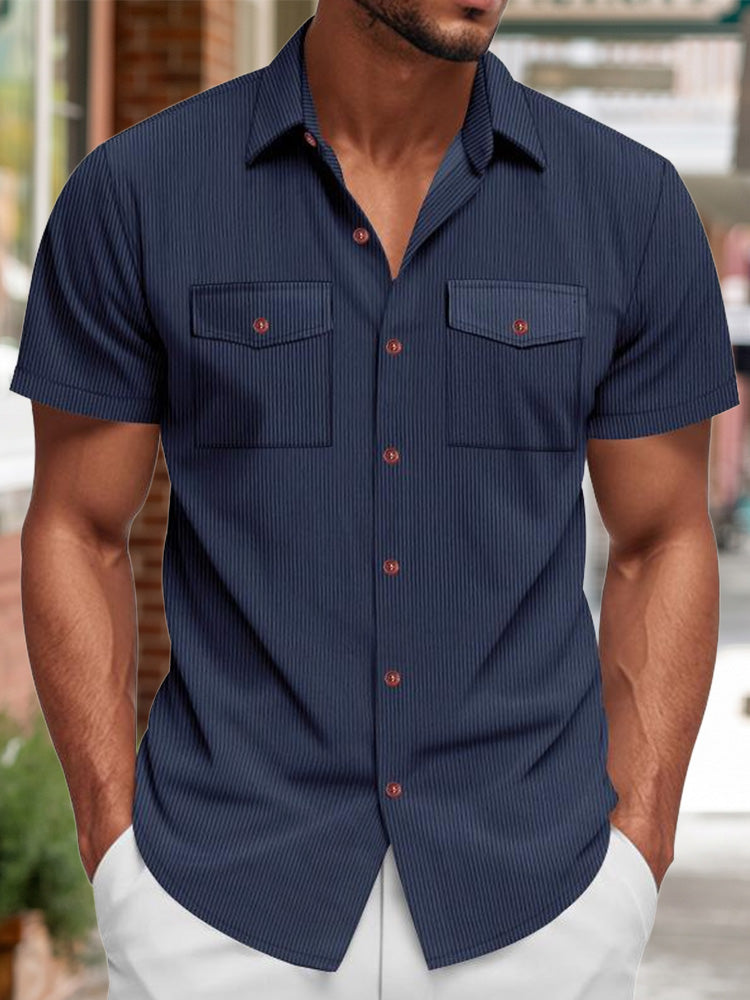 Men's Ribbed Knit Short Sleeve Shirt Mint Green