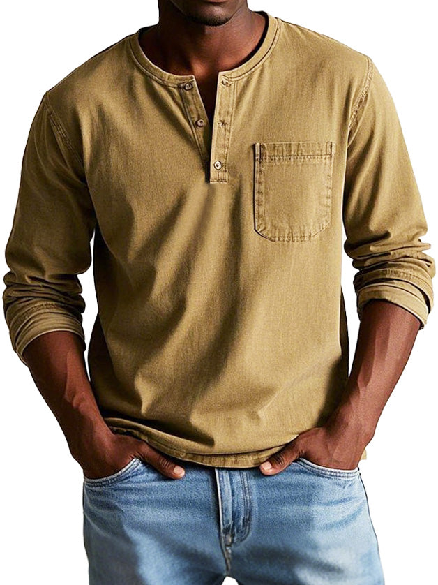Men's Casual Henley Long-Sleeve Shirt