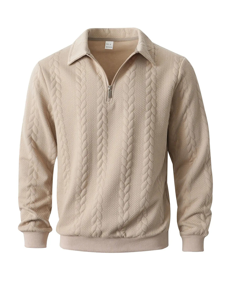Men's half-zip hoodie styled as a versatile everyday layer