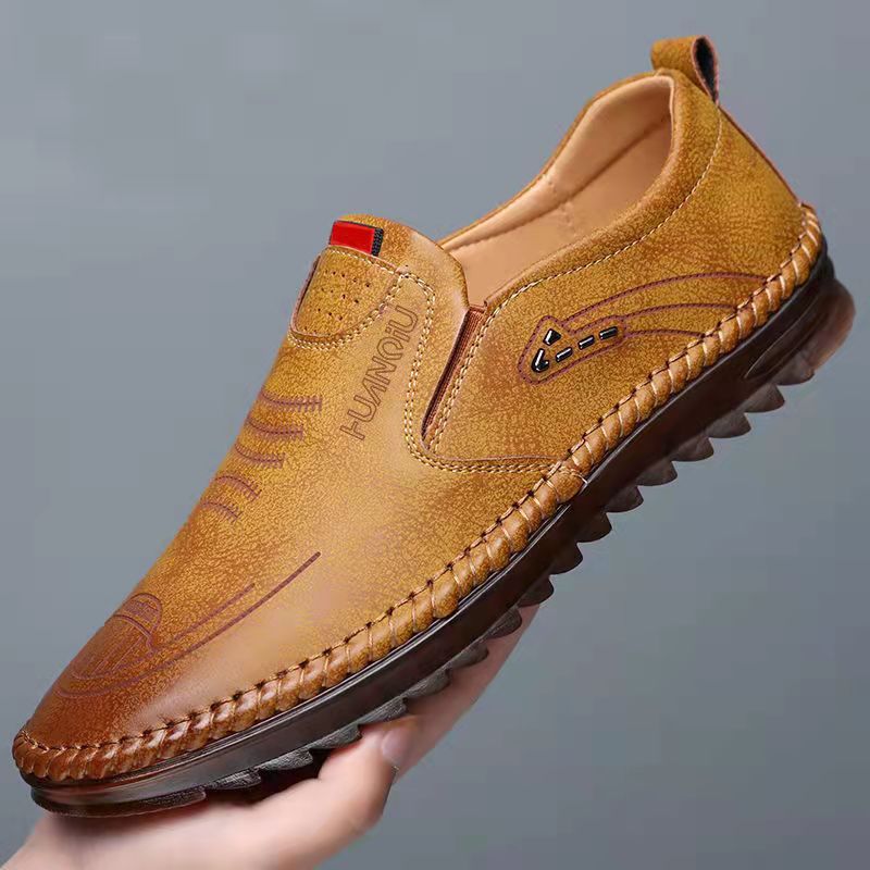 Men's Leather Canvas Slip-On Sneakers